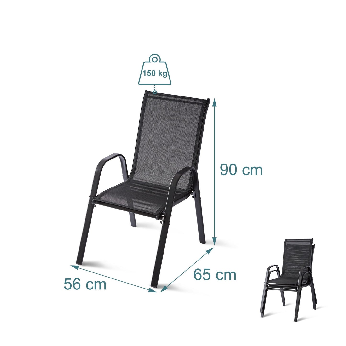 High-Back Garden Chair Set, Breathable Fabric, Stackable