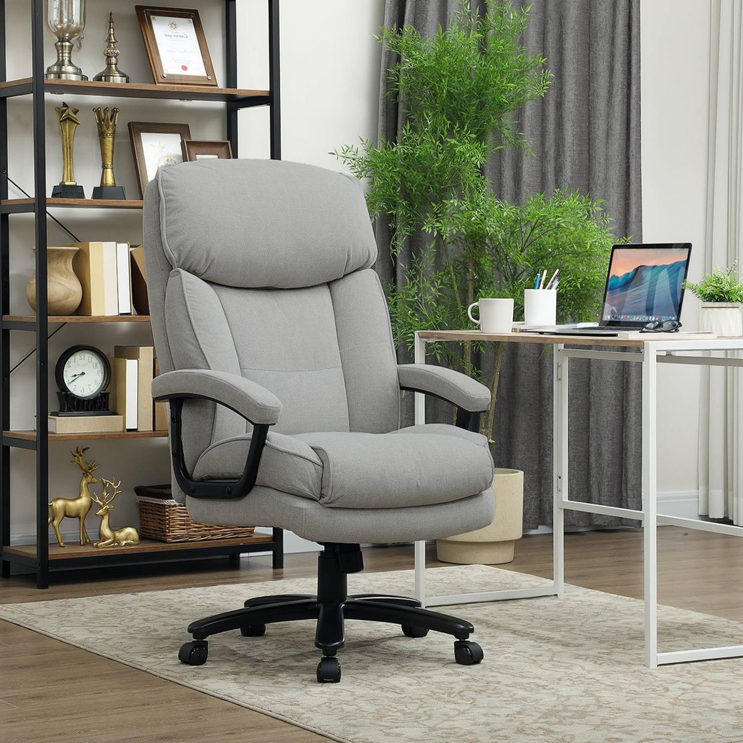 High Back Office Chair, 200kg Capacity, Light Grey
