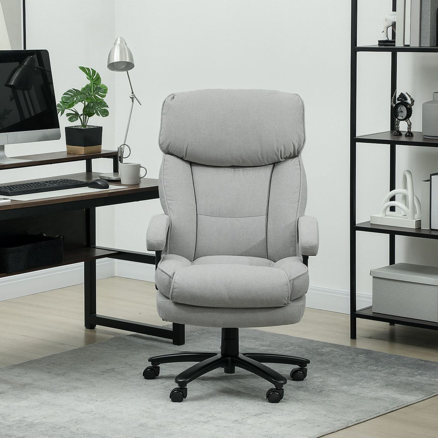 High Back Office Chair, 200kg Capacity, Light Grey