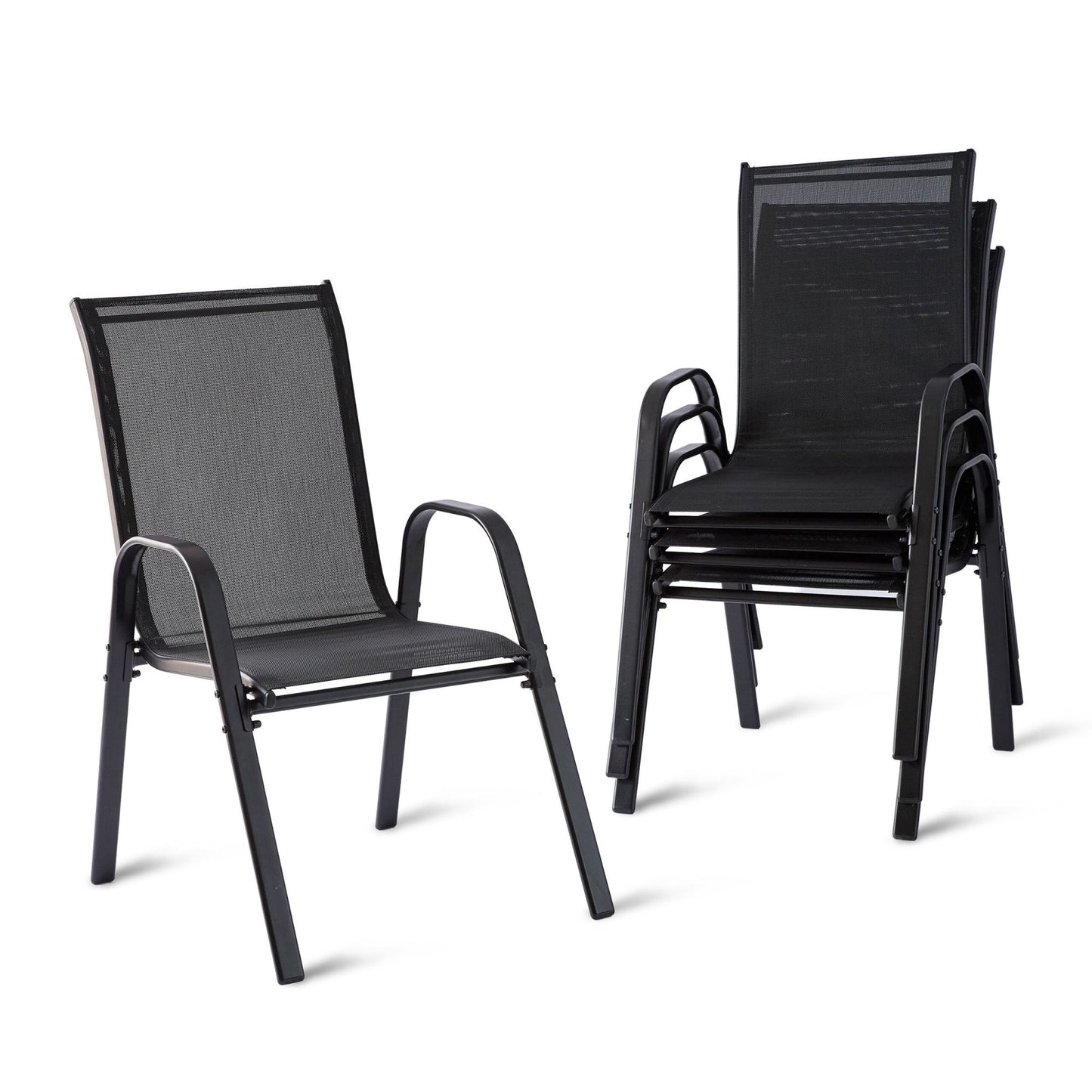 High-Back Stackable Garden Chairs, Breathable Fabric