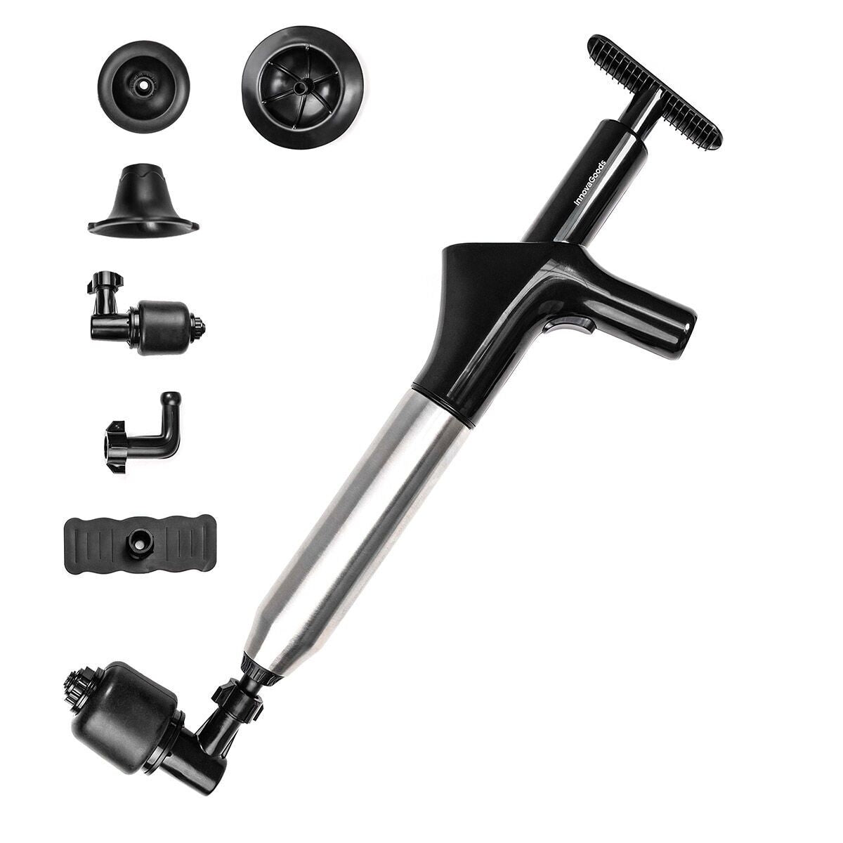 High-Pressure Air Plunger with 7 Accessories & Gauge