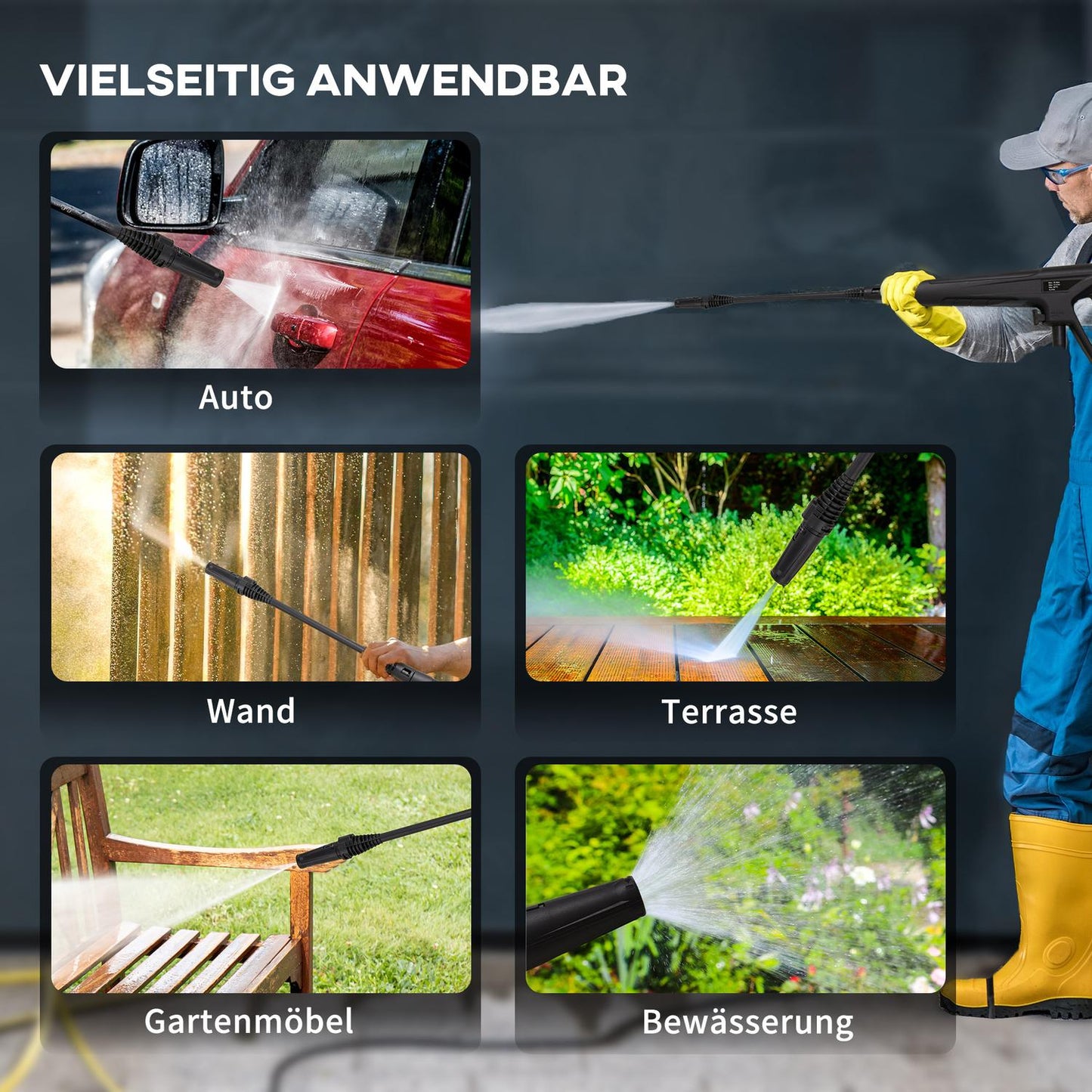 High pressure washer, 150 bar, 1800 W, 6 m hose, blue