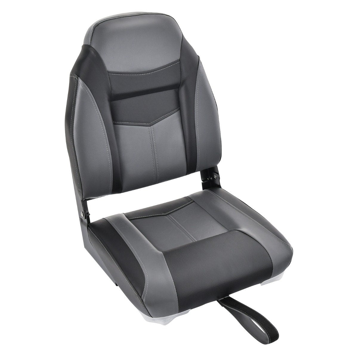 High-back boat seat with 10 cm thick sponge padding folding boat chair black