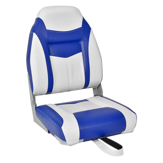 High-back boat seat with 10 cm thick sponge padding folding boat chair blue white