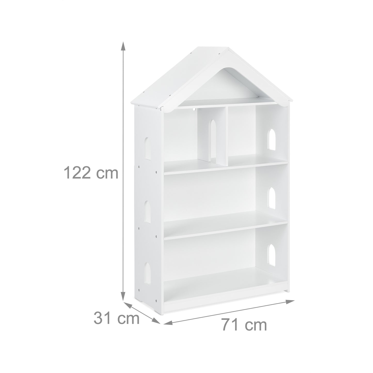 High children's shelf in the shape of a house