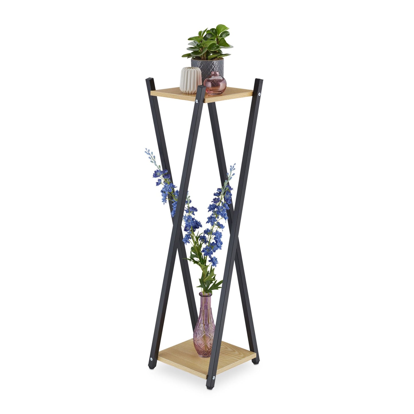 High floral pedestal with 2 shelves