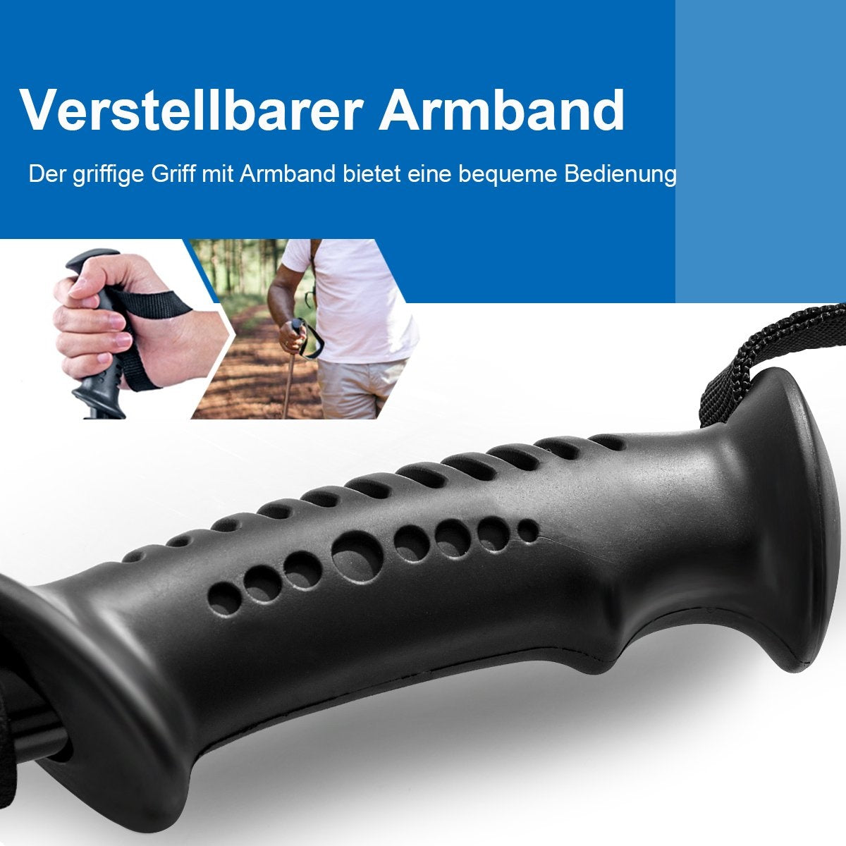 Hiking poles pack of 2 adjustable walking climbing poles 66-137 cm black