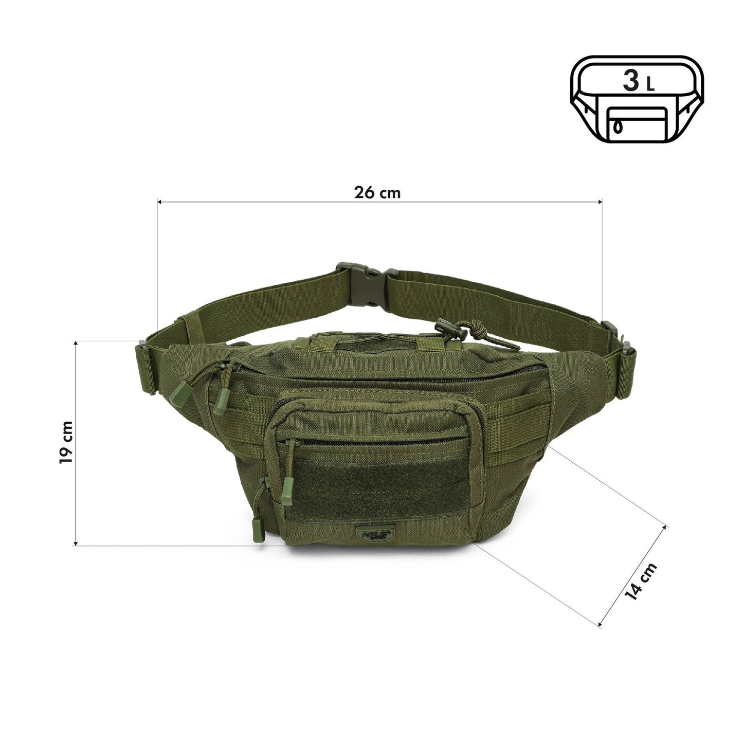 Hip Bag, Green – Compact, Lightweight, Adjustable Strap