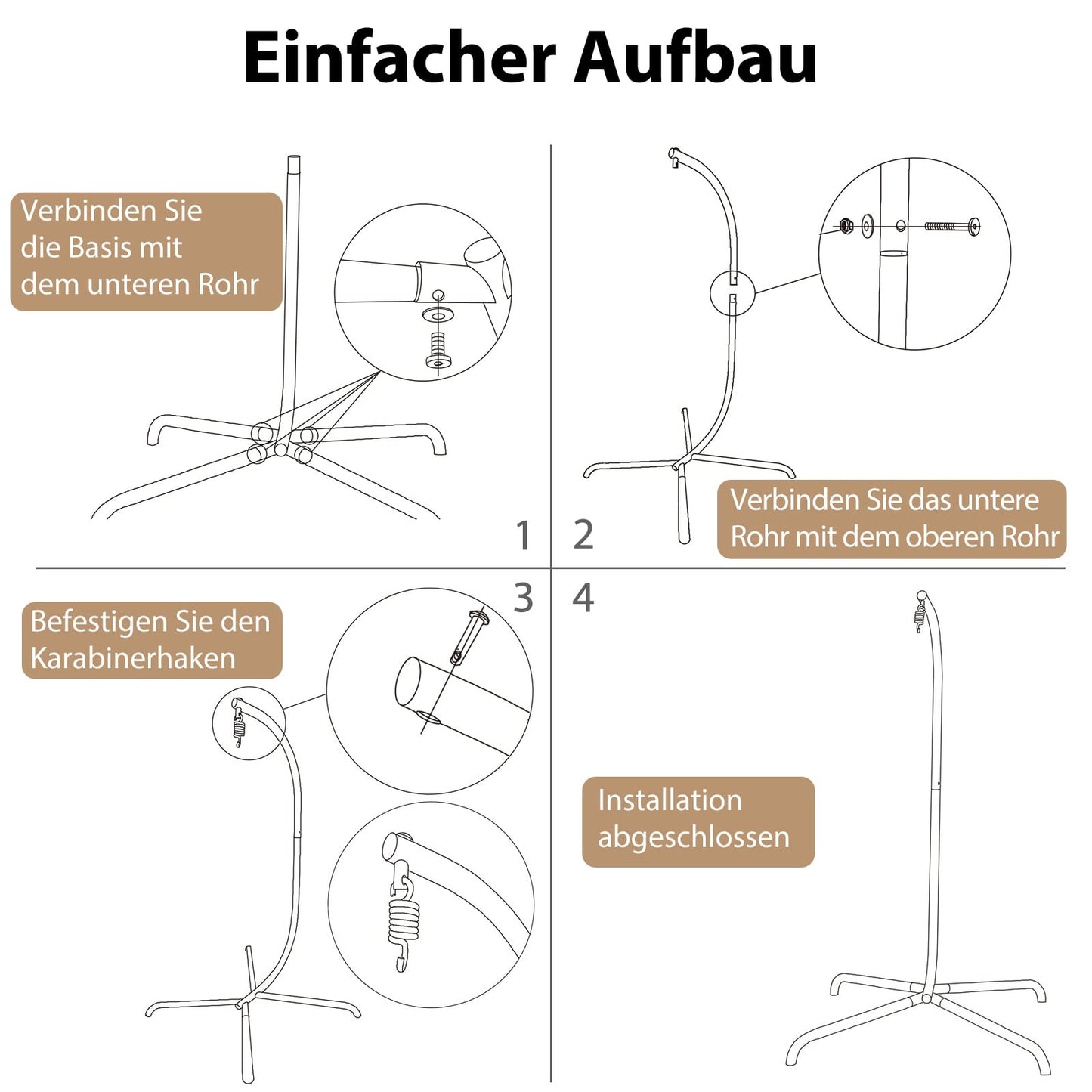 Hängesesselgestell Metall, 360 Drehung, 180 kg Kapazität