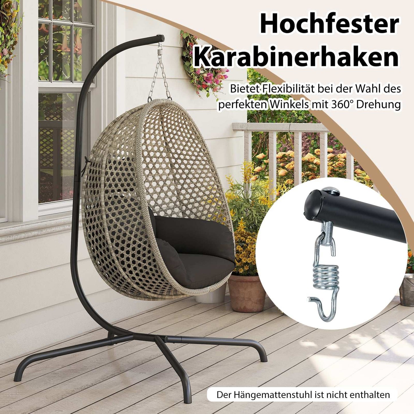 Hängesesselgestell Metall, 360 Drehung, 180 kg Kapazität