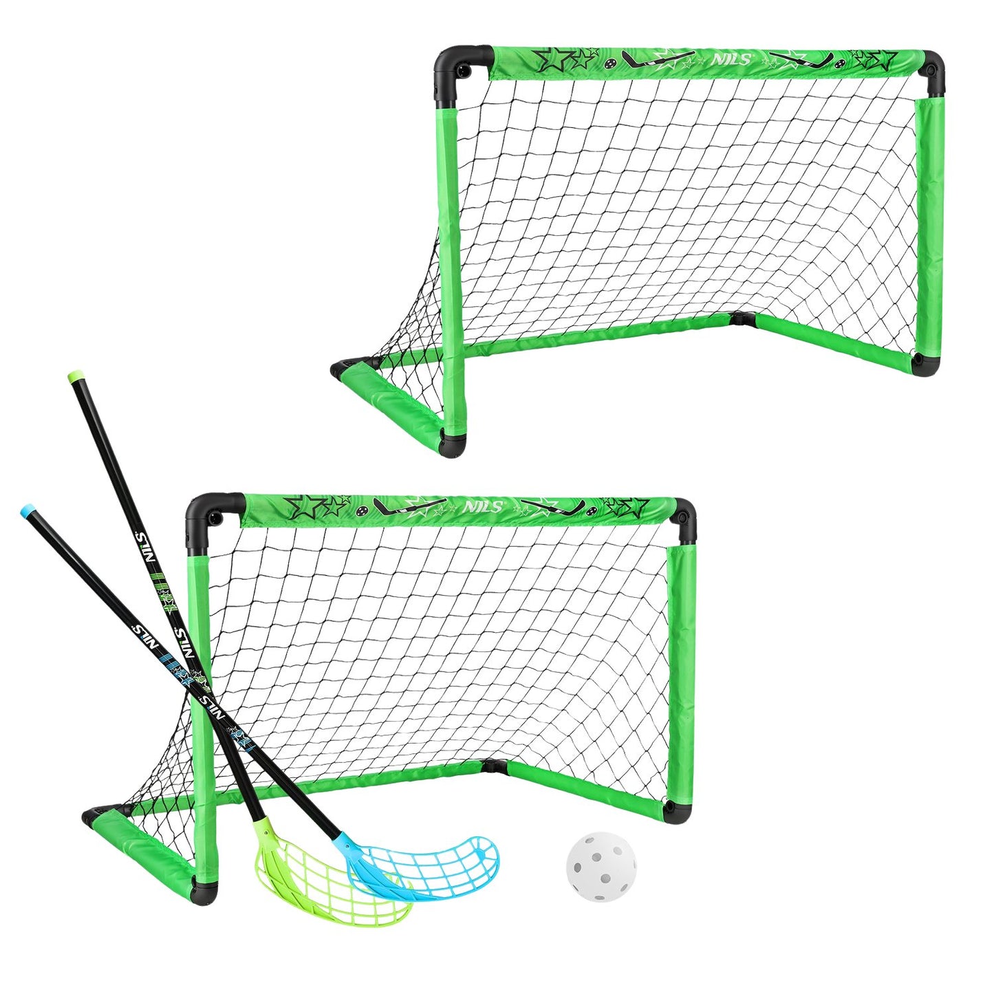 Hockey Set with 2 Goals, 2 Sticks, and Ball