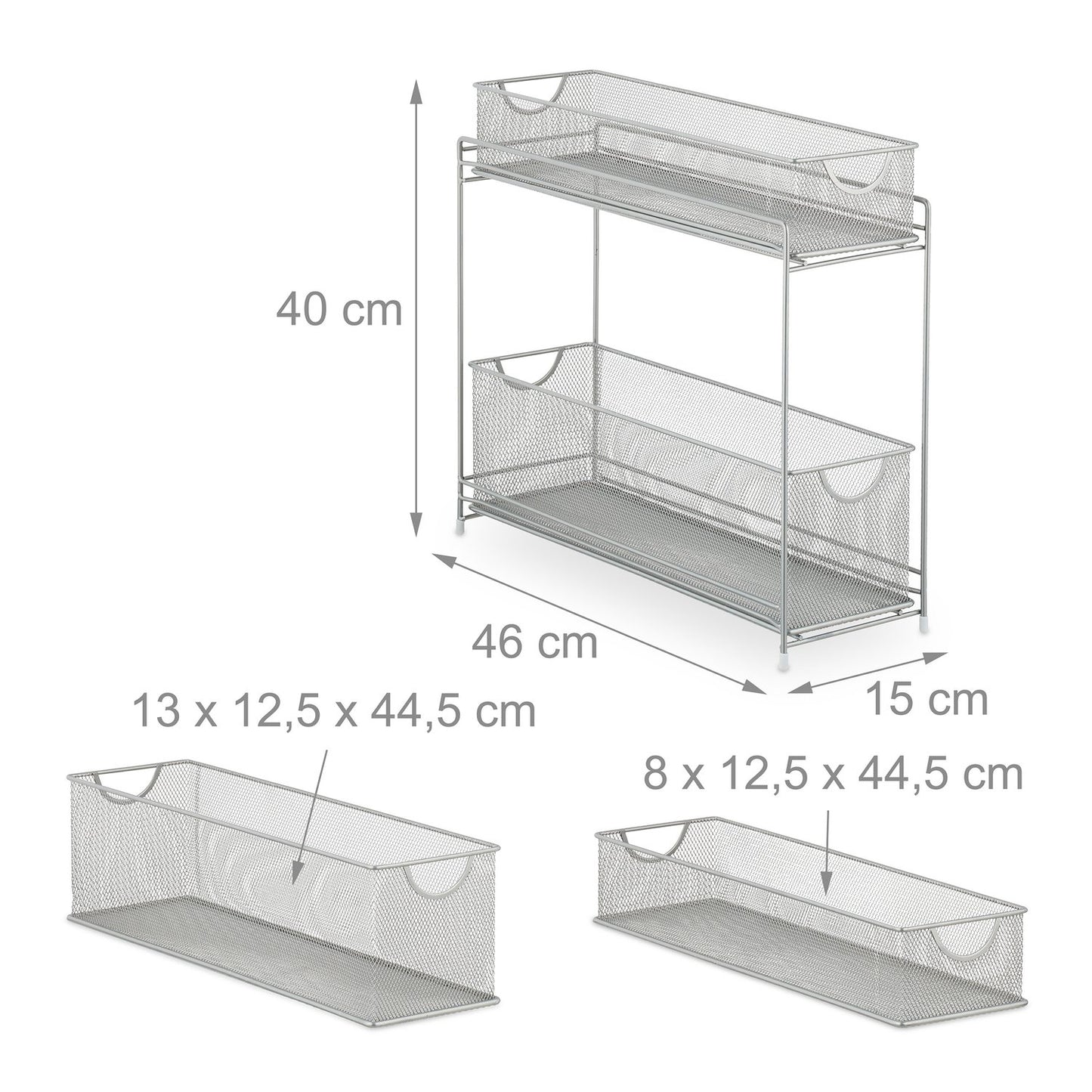 Holder for kitchen cabinets in metal