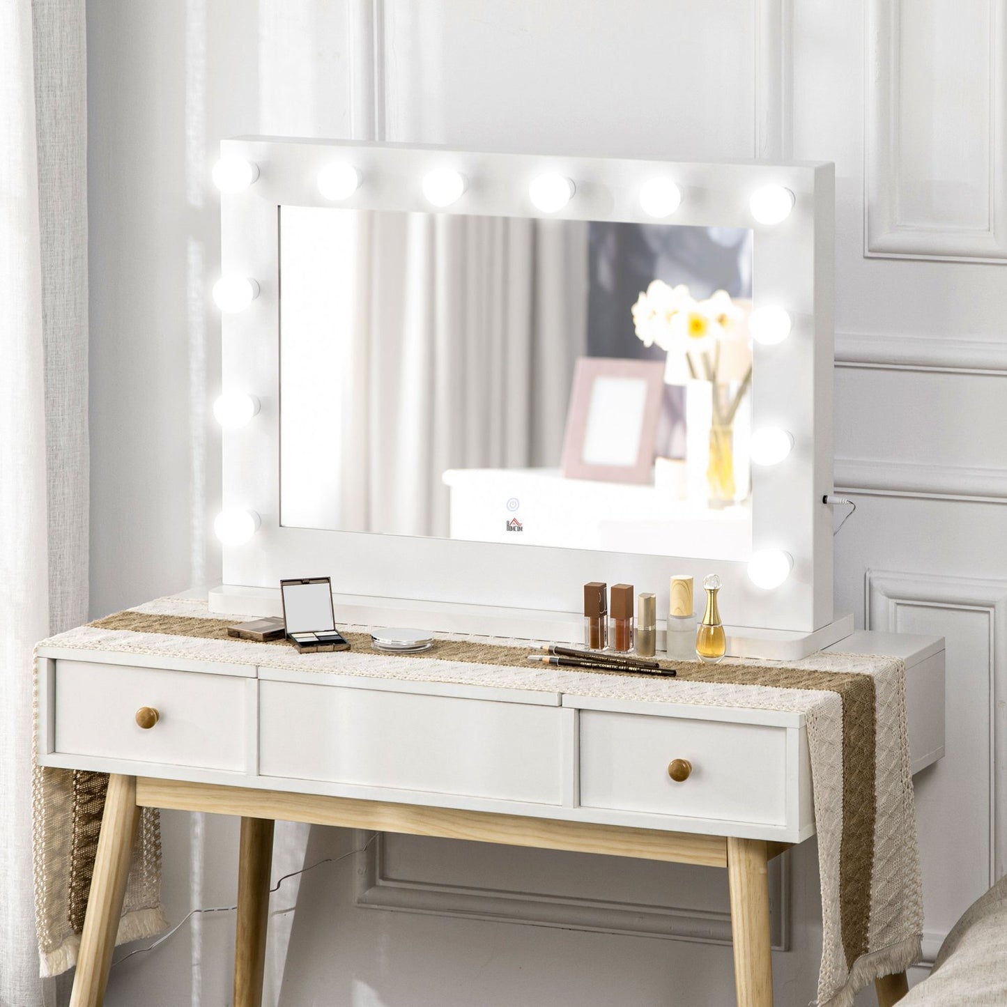Hollywood Mirror, Dimmable LED lights, Touch Switch, 80x60 cm