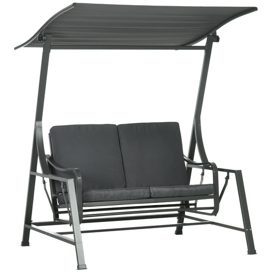 2-seat garden swing with adjustable canopy, dark grey