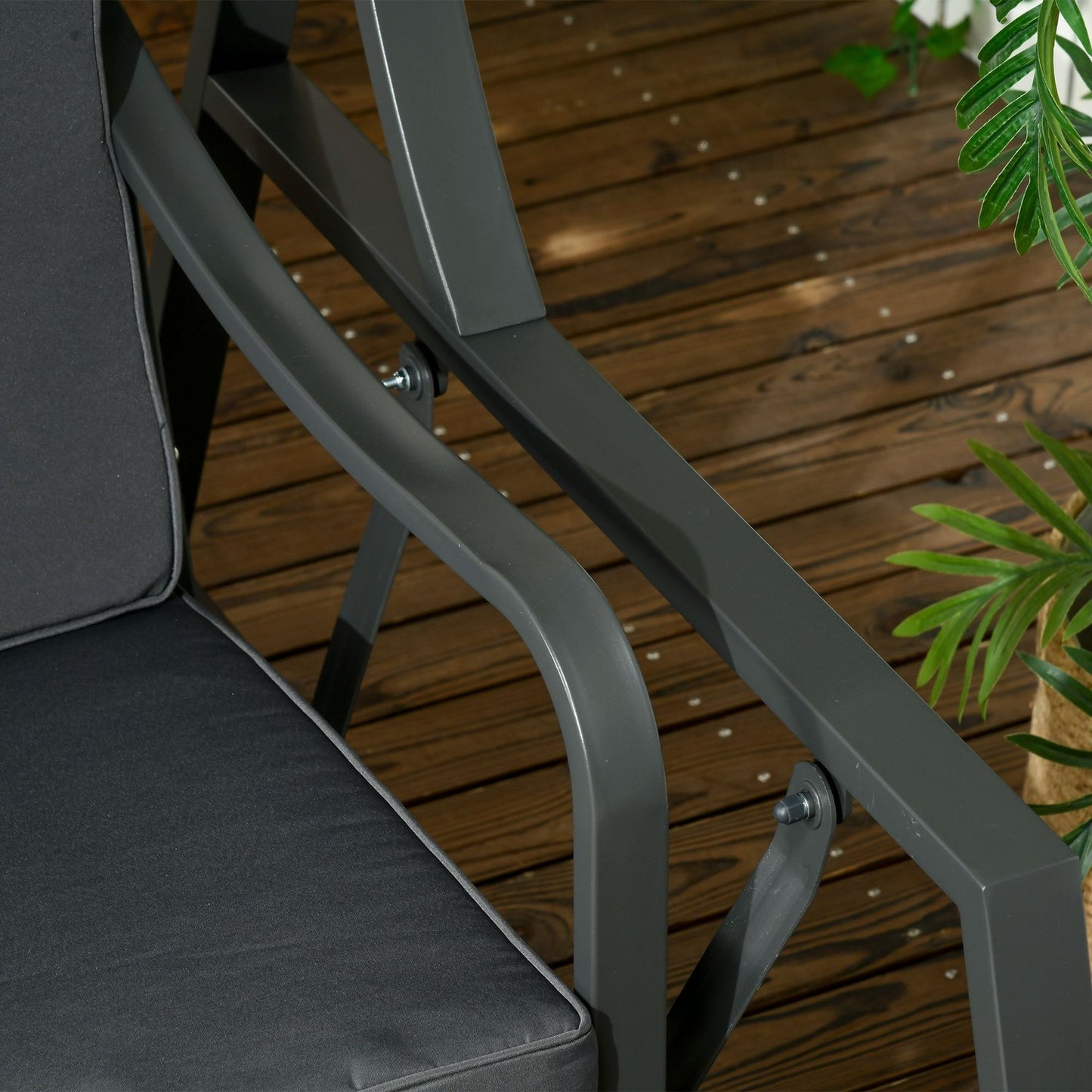 2-seat garden swing with adjustable canopy, dark grey