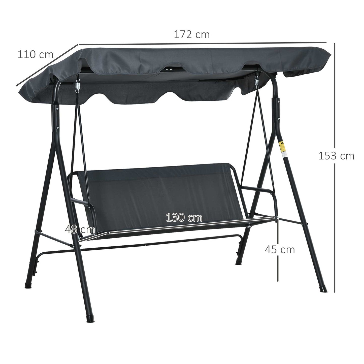 3-seat swivel bench with roof - steel, gray and black