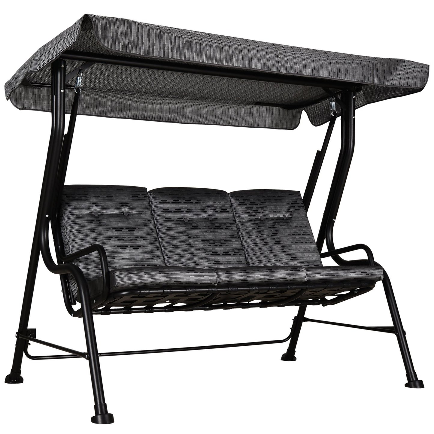 3-seat garden swing with adjustable canopy, grey