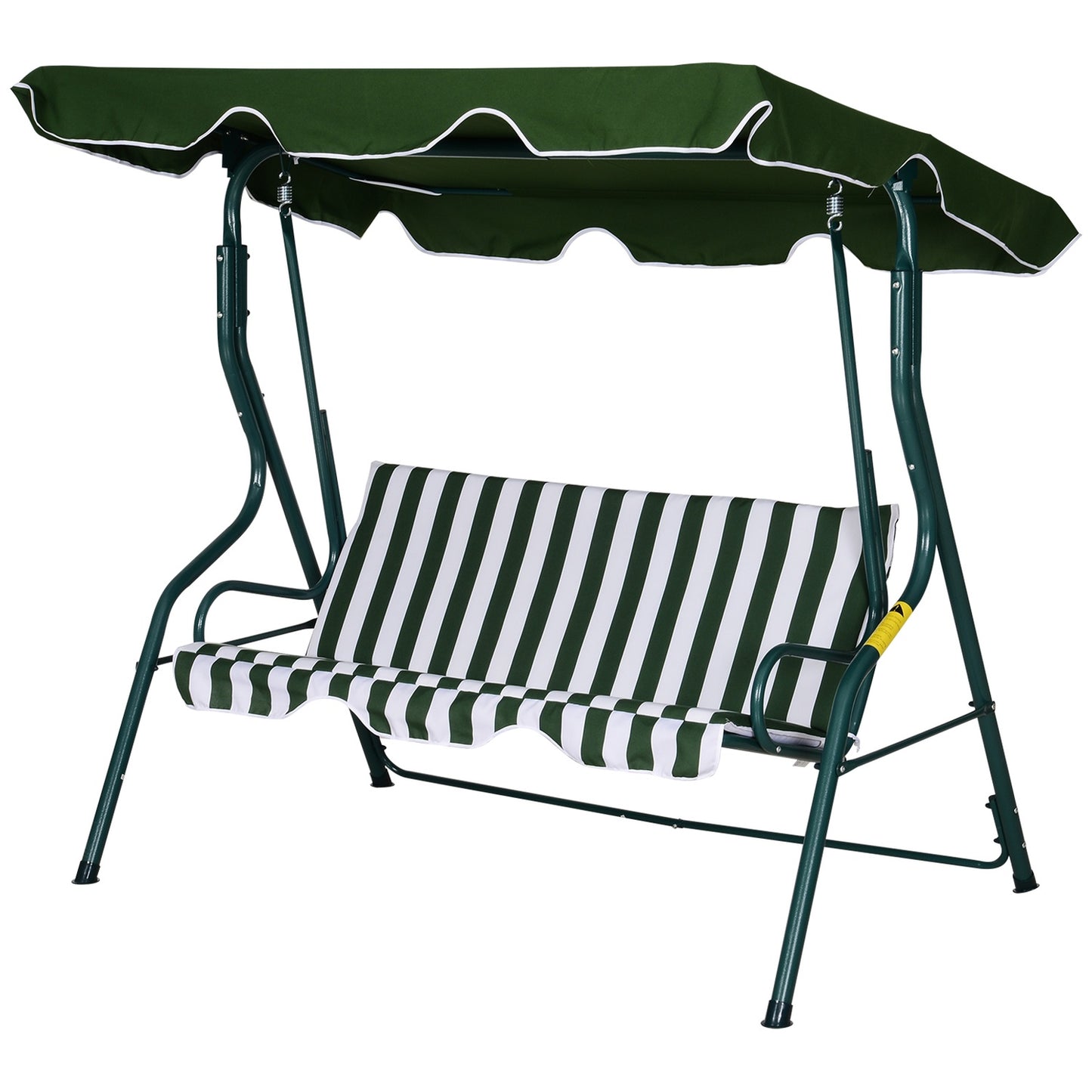 3-seat garden swing with adjustable canopy, green