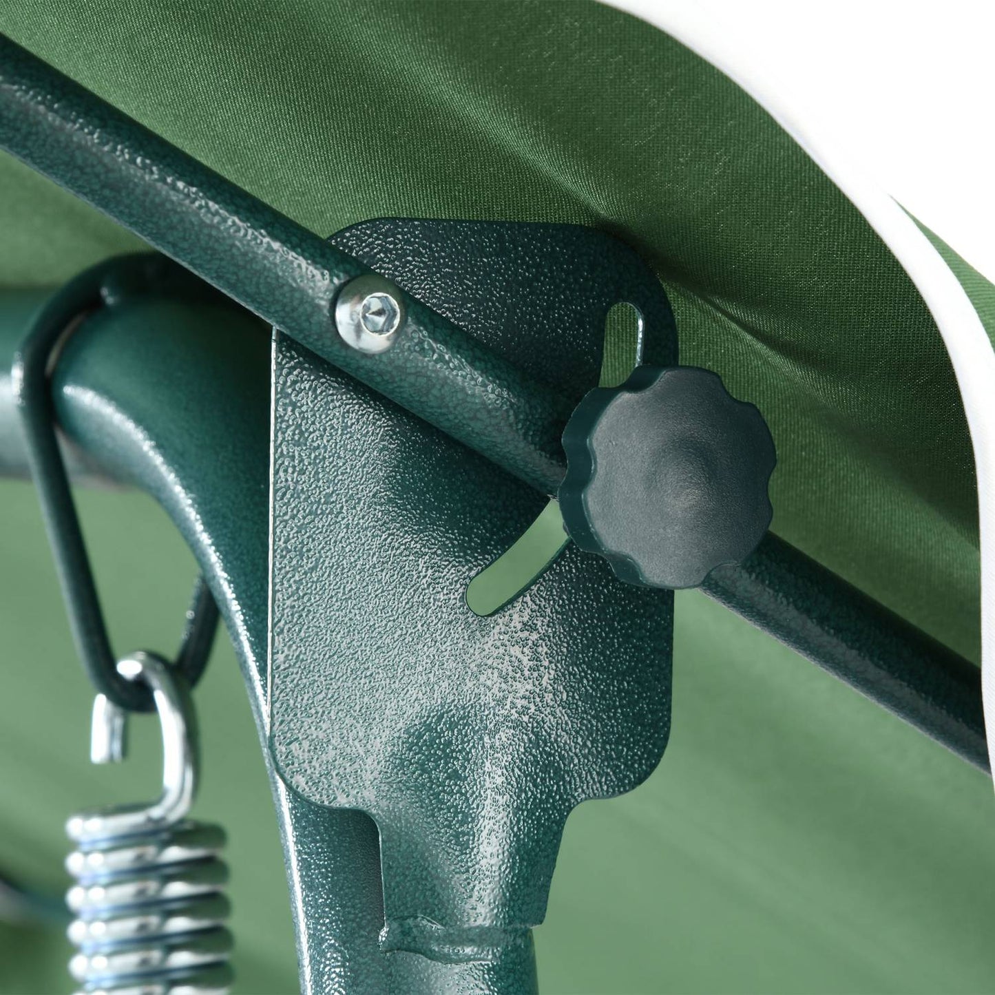 3-seat garden swing with canopy, steel frame, green