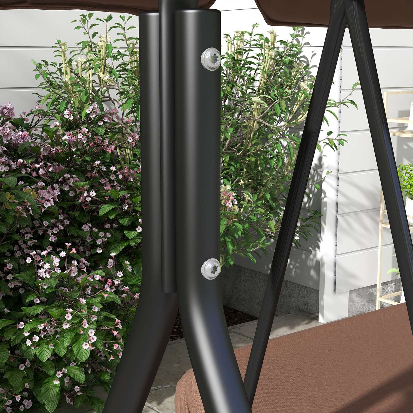 3-seat swing with adjustable roof, water resistant