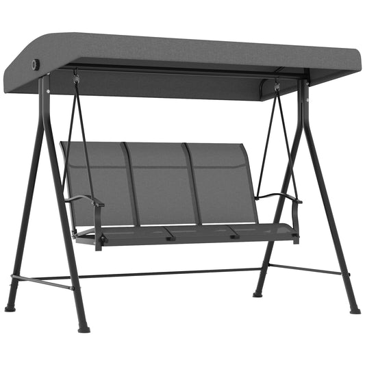 3-seat garden swing, metal frame, adjustable roof