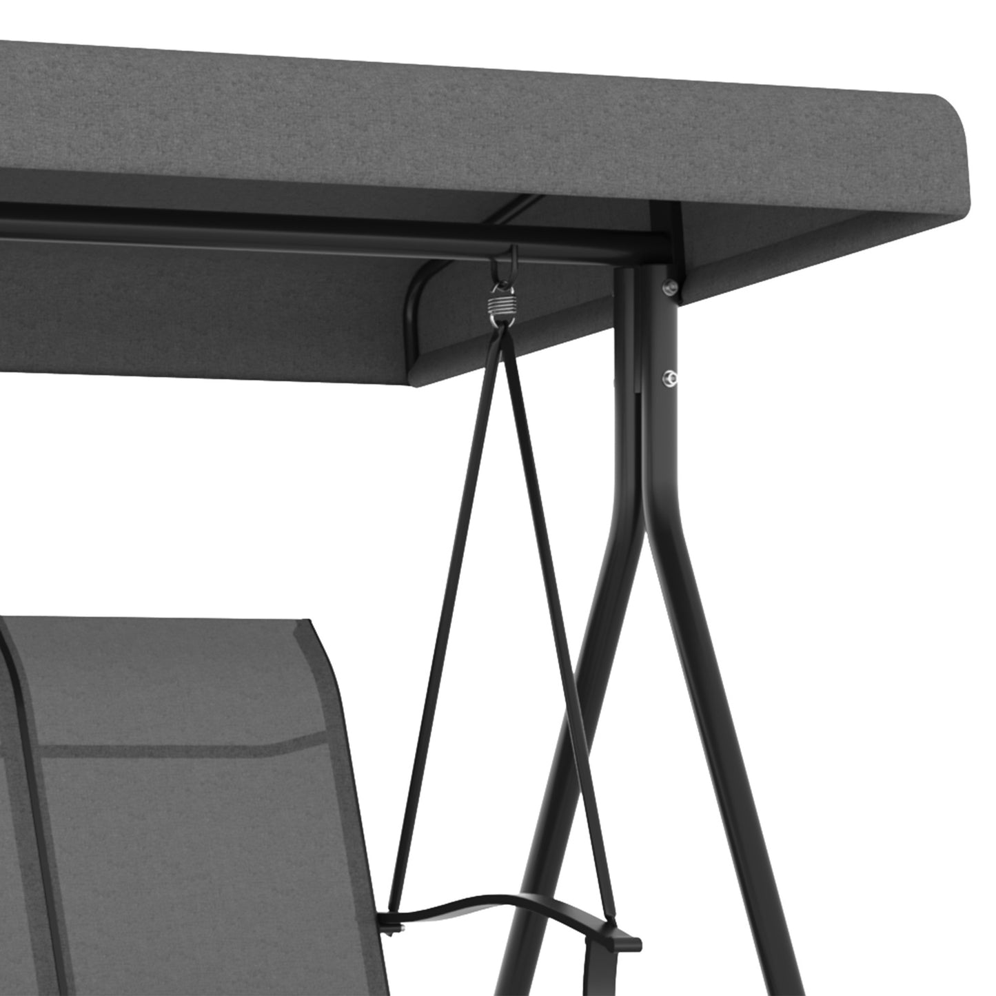 3-seat garden swing, metal frame, adjustable roof