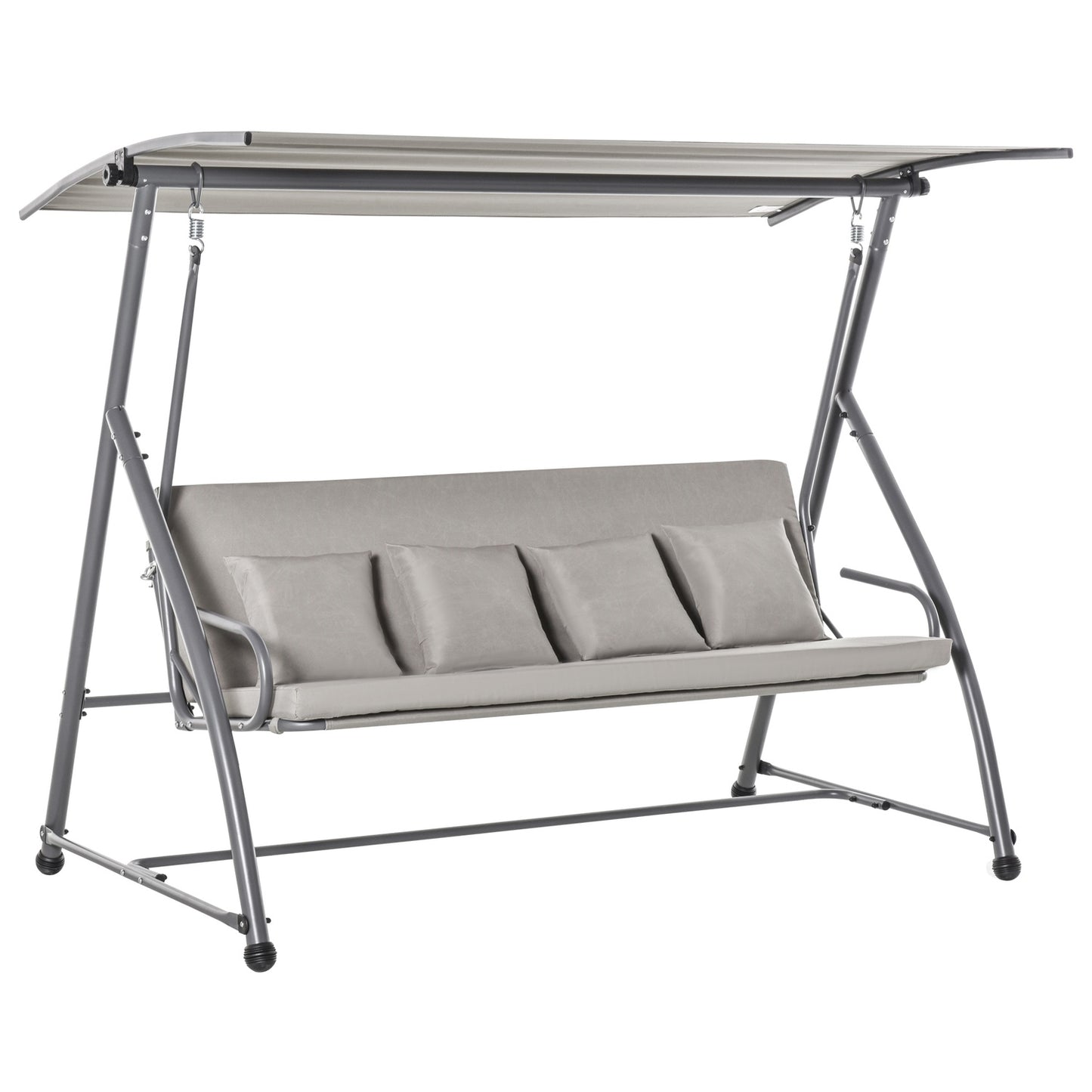 3-seat brown swivel bench with adjustable canopy and recliner