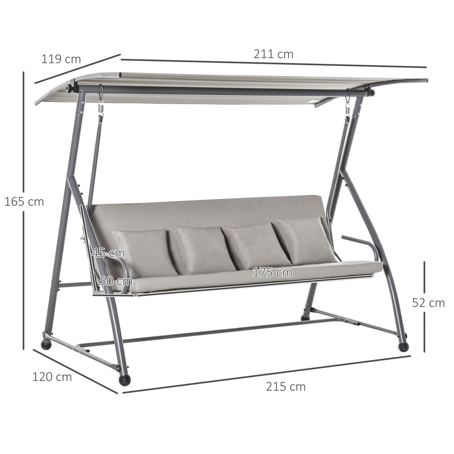 3-seat brown swivel bench with adjustable canopy and recliner