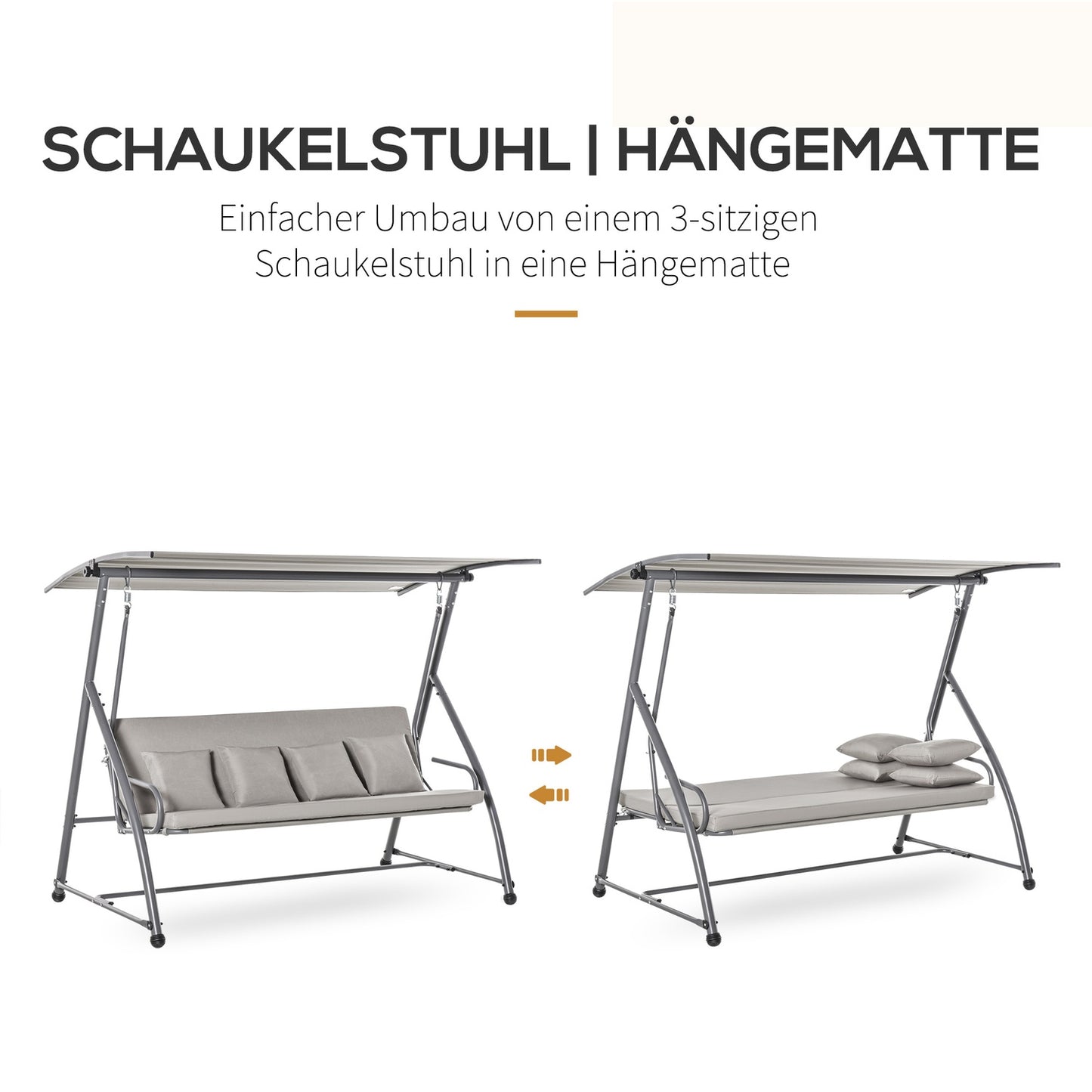 3-seat brown swivel bench with adjustable canopy and recliner