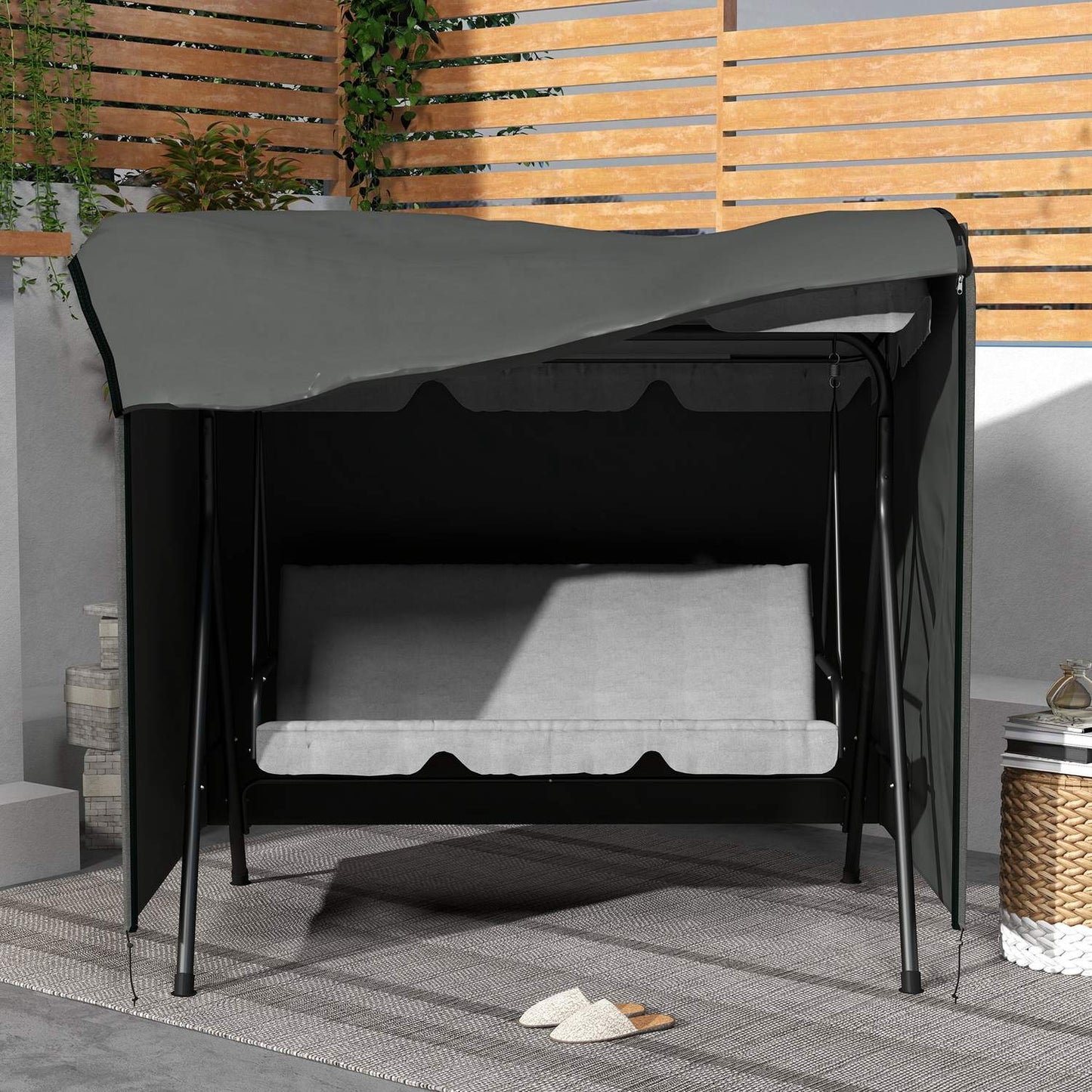 3-seat garden swing cover, winterproof UV-resistant 420D fabric