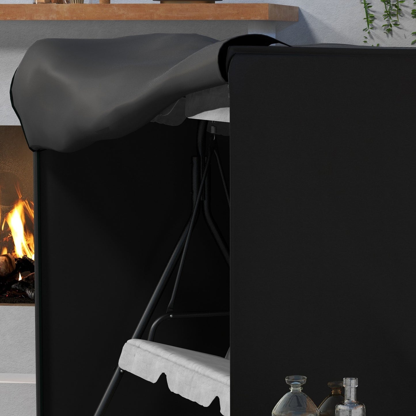 3-seat swing cover - water-repellent and winter-proof, 600D, black