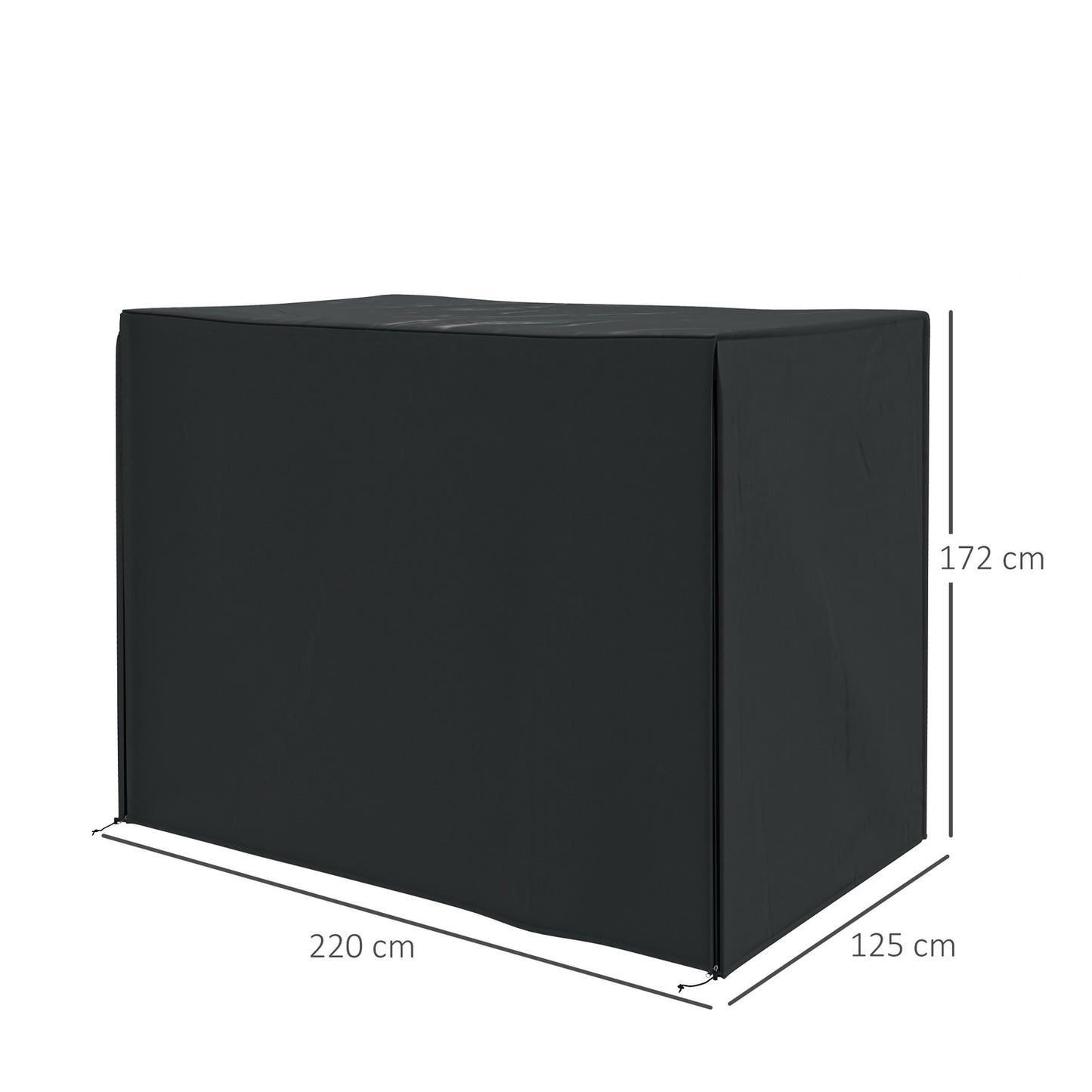 Waterproof black garden swing cover, UV protection, 220x125x172 cm