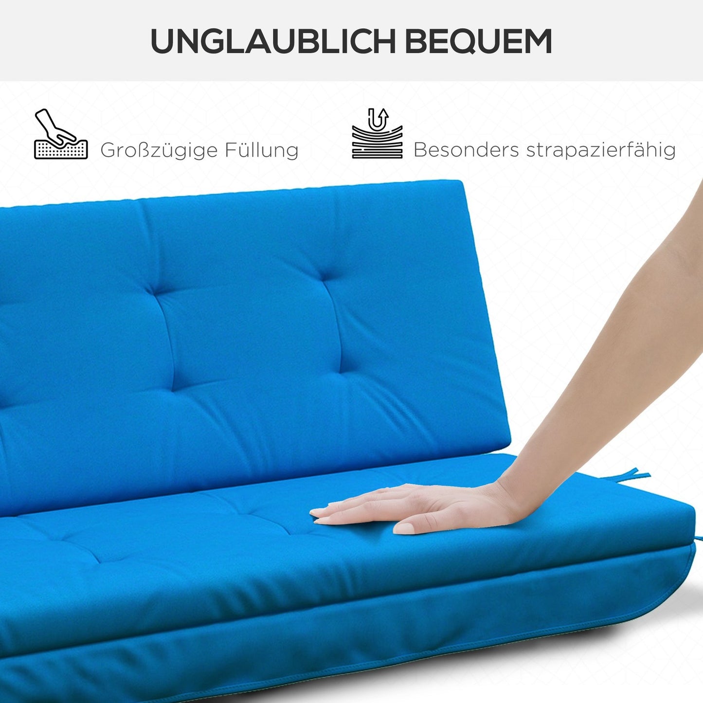 Blue Garden Swing Cushions – 170 cm seat and back cushions