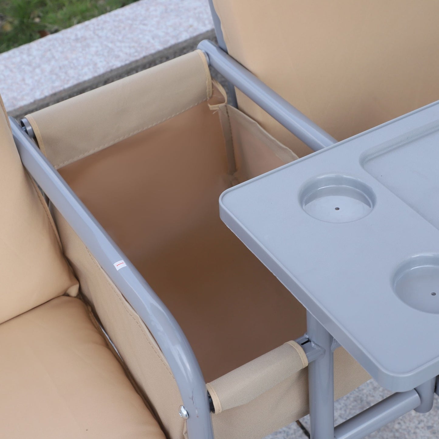 2-seat garden swing with sunroof, beige 175x112x165 cm