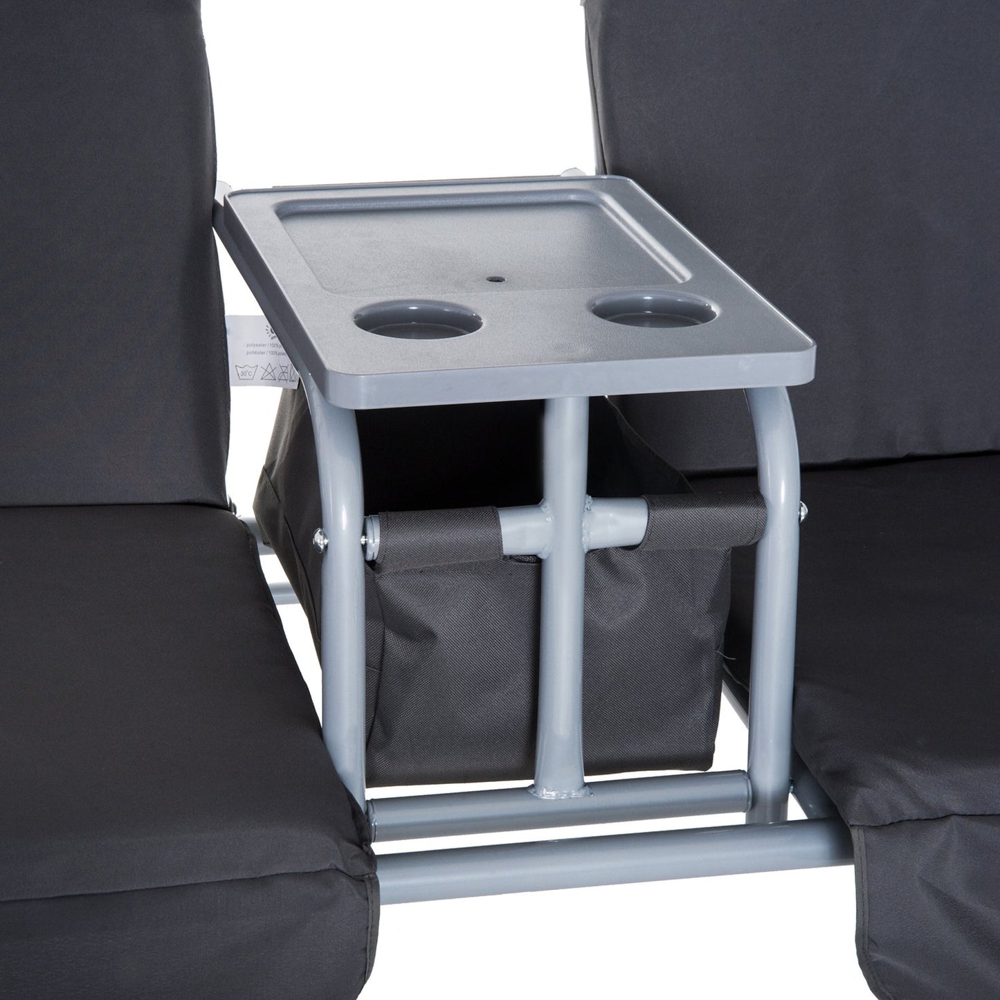 2-seat garden swing with sunshade, gray 175 x 112 x 165 cm