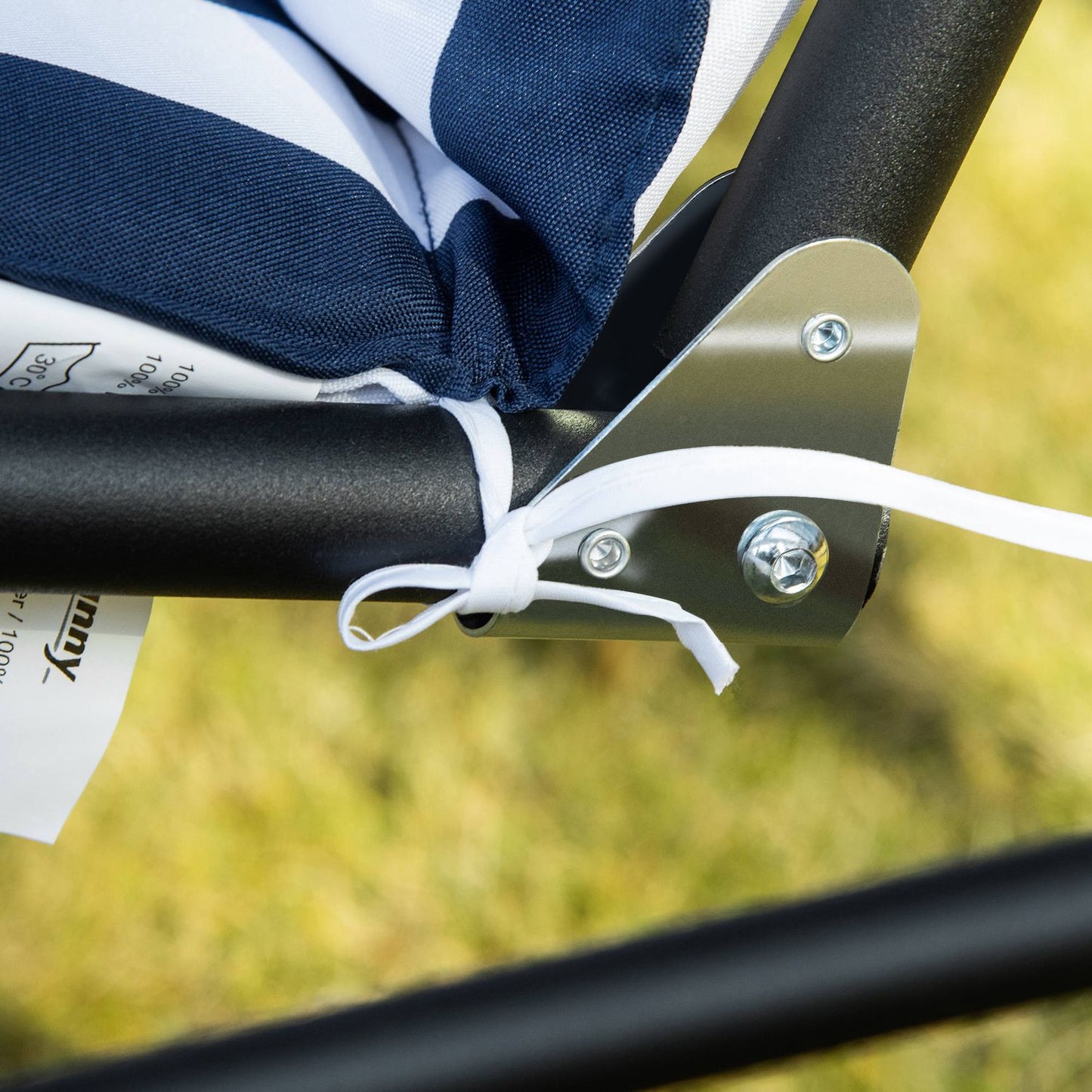 3-seat garden swing with canopy - blue and white steel