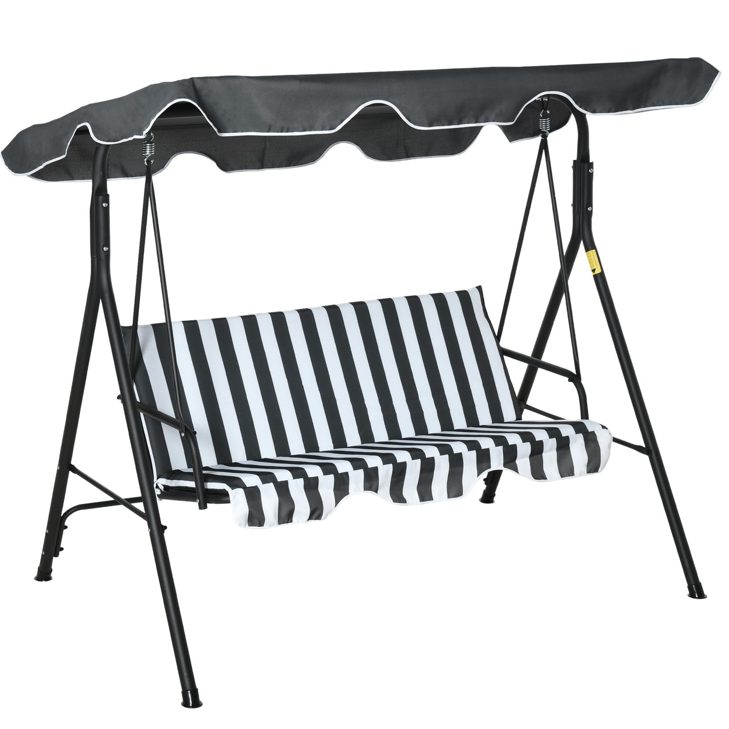 3-seat Garden swing bench in steel with roof, grey/white