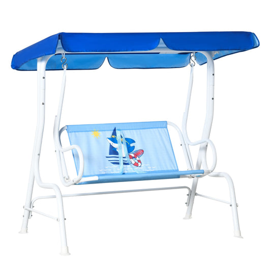 Children's 2-seat garden swing with adjustable sun protection