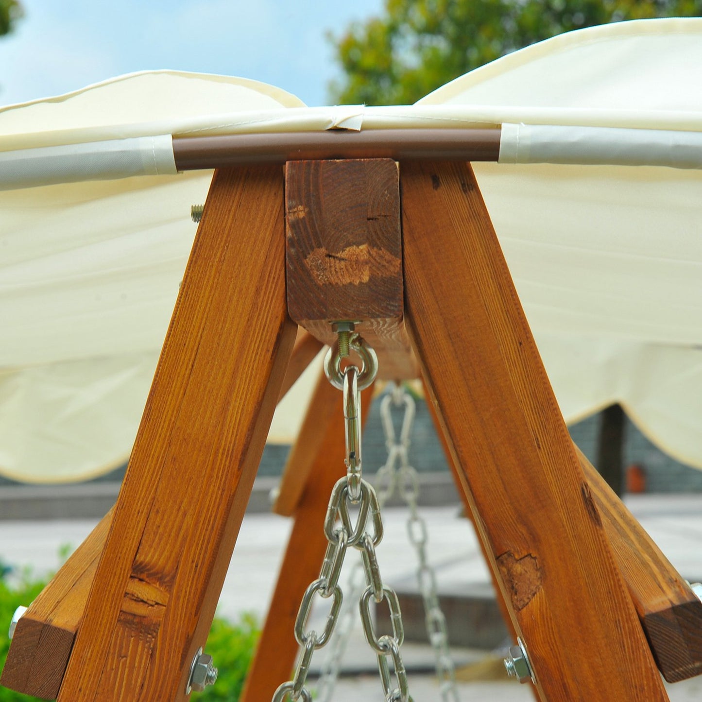 3-seat larch Garden swing bench in wood