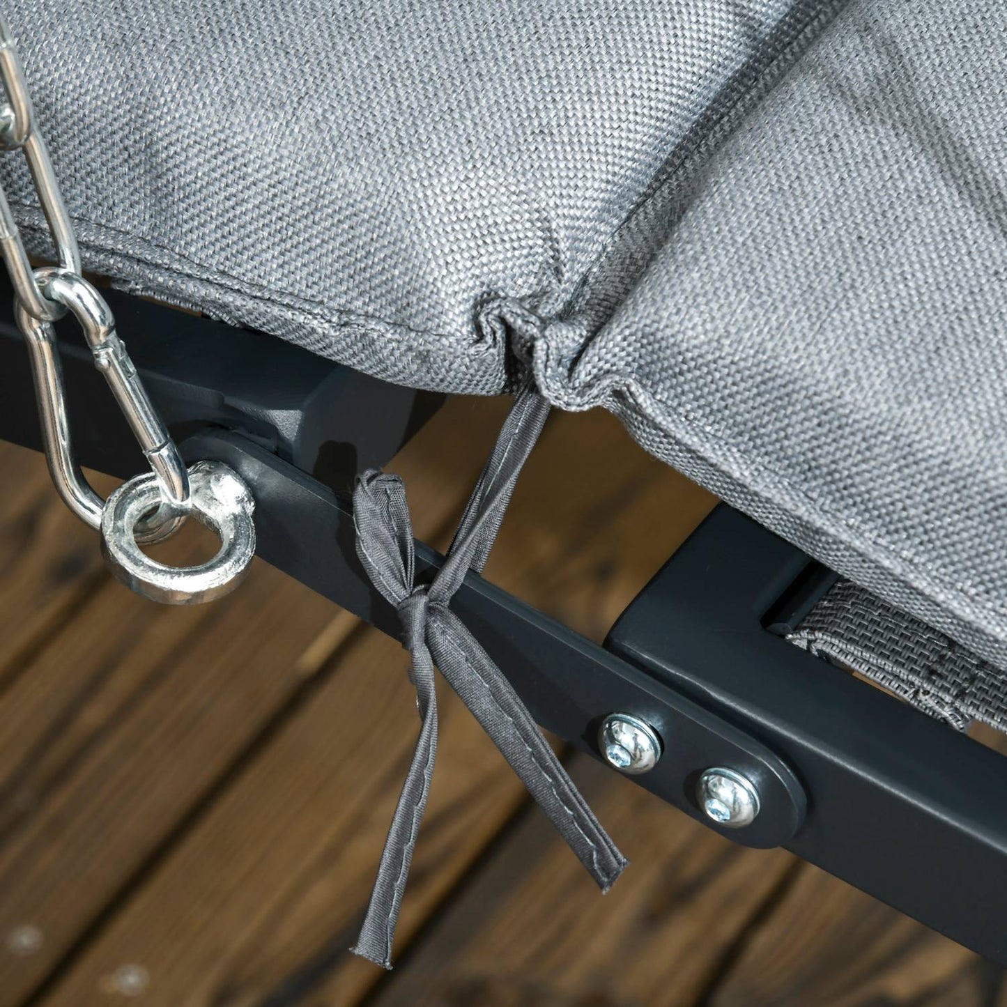 Garden swing with cushion and adjustable canopy, dark grey