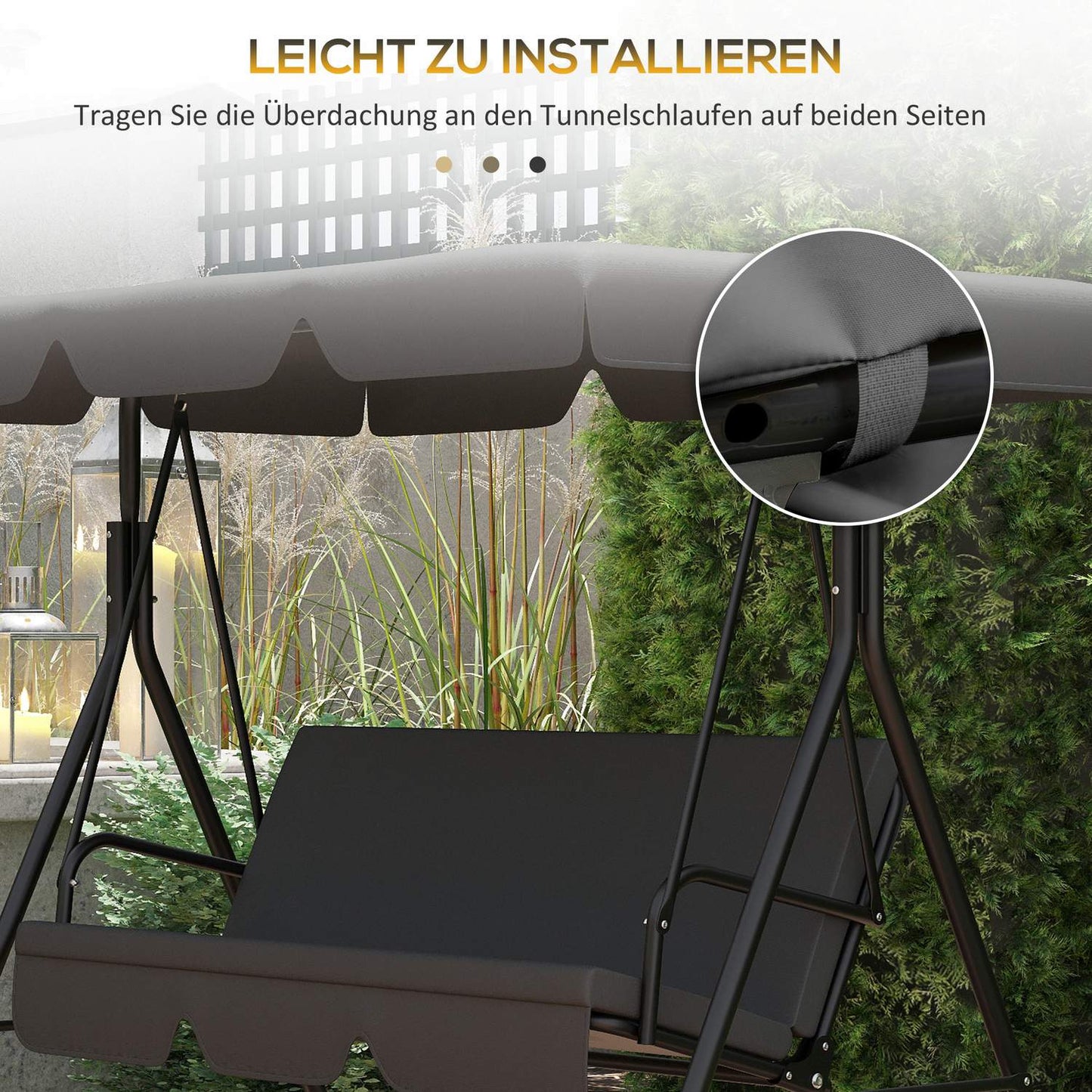 3-seat dark gray swing canopy replacement