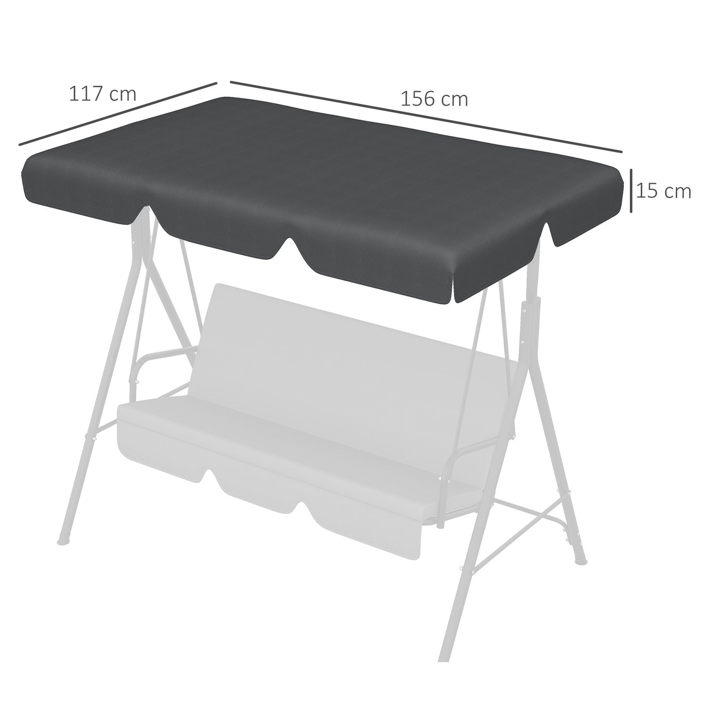 3-seat dark gray swing canopy replacement