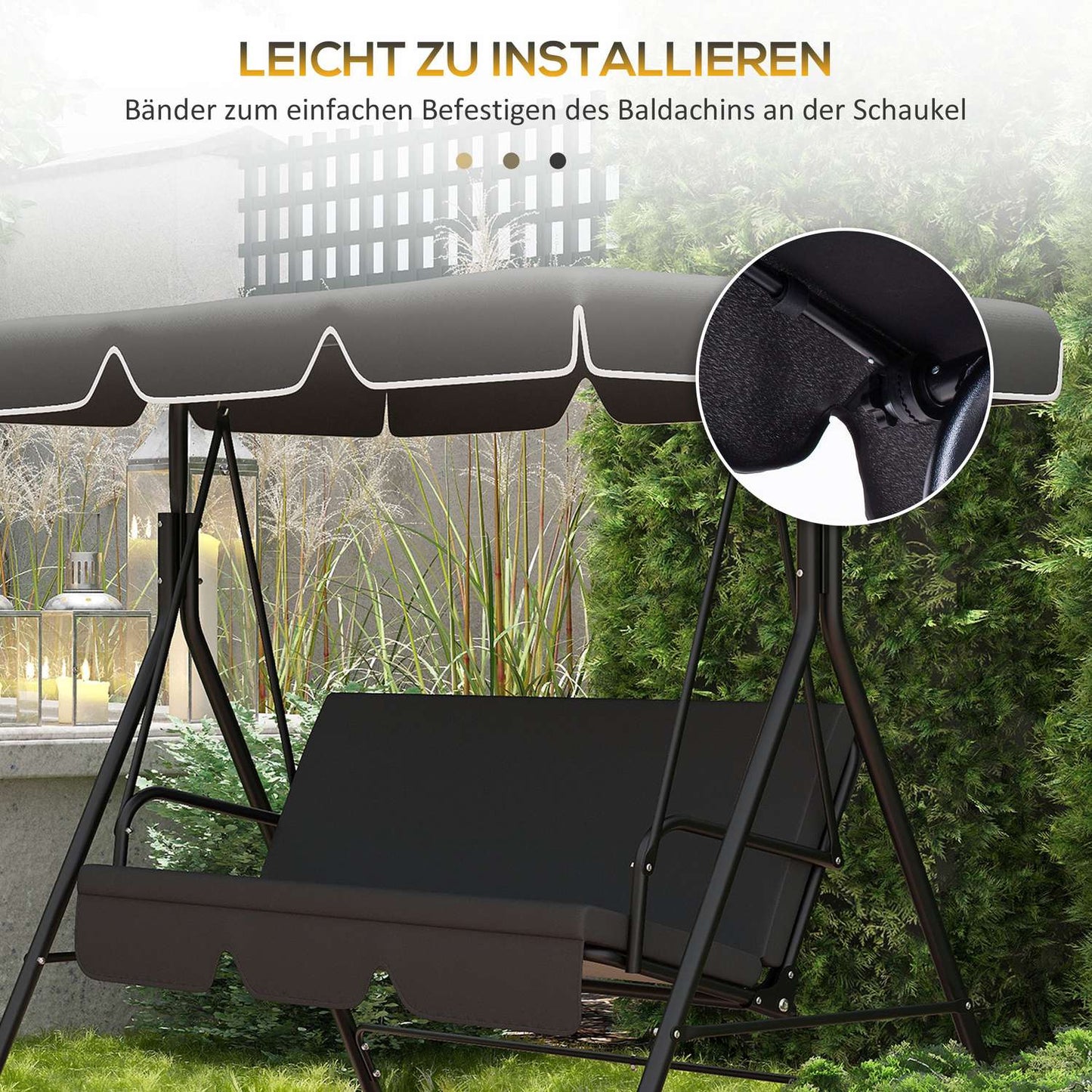 Black UV-protected canopy replacement for 2-seat swing