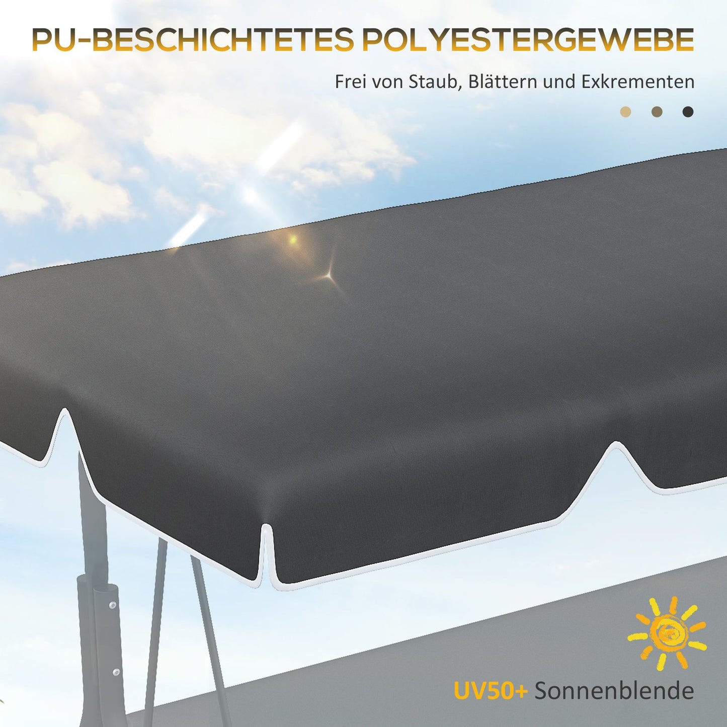 Black UV-protected canopy replacement for 2-seat swing