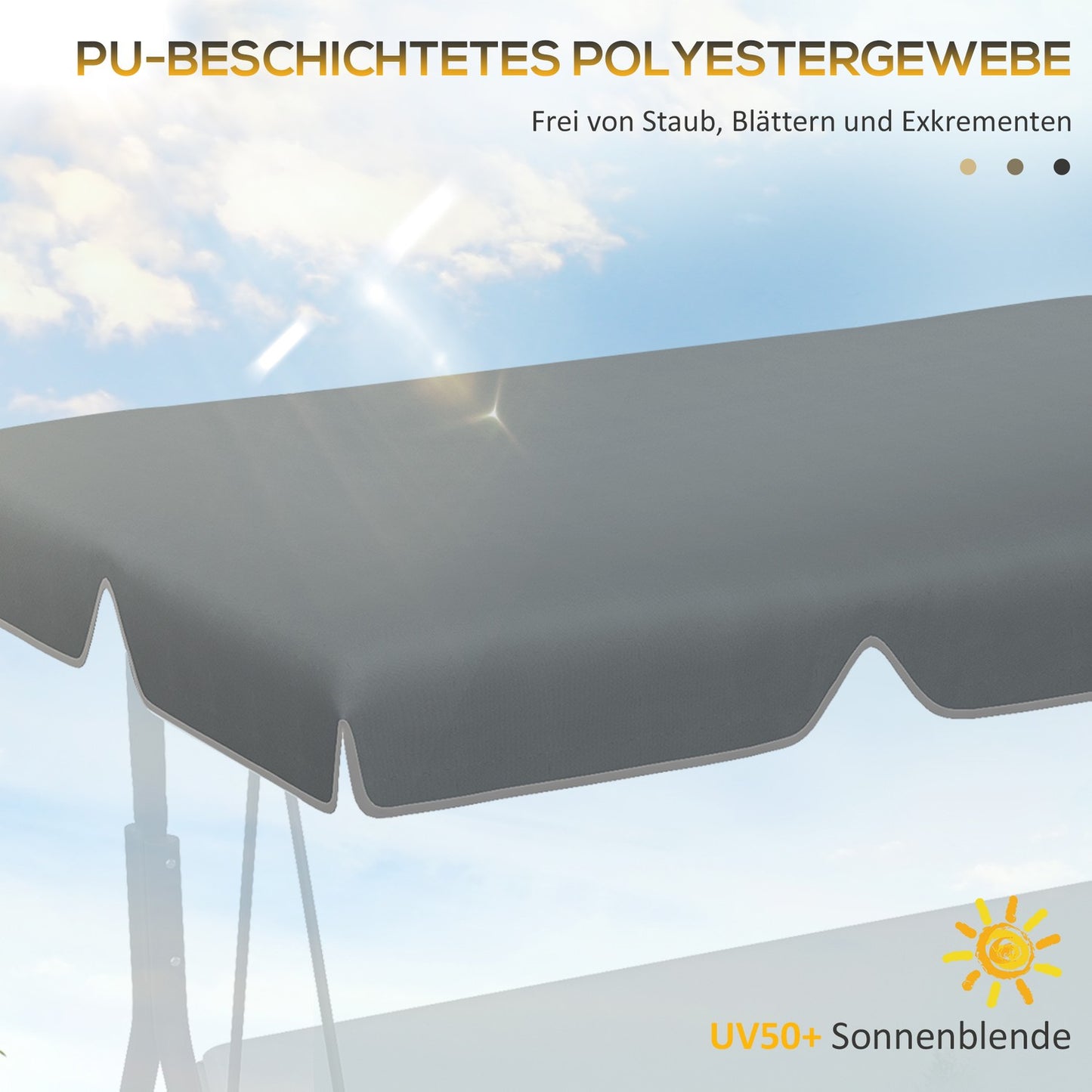 Replacement canopy for 2-seat swing, UV protected, dark grey