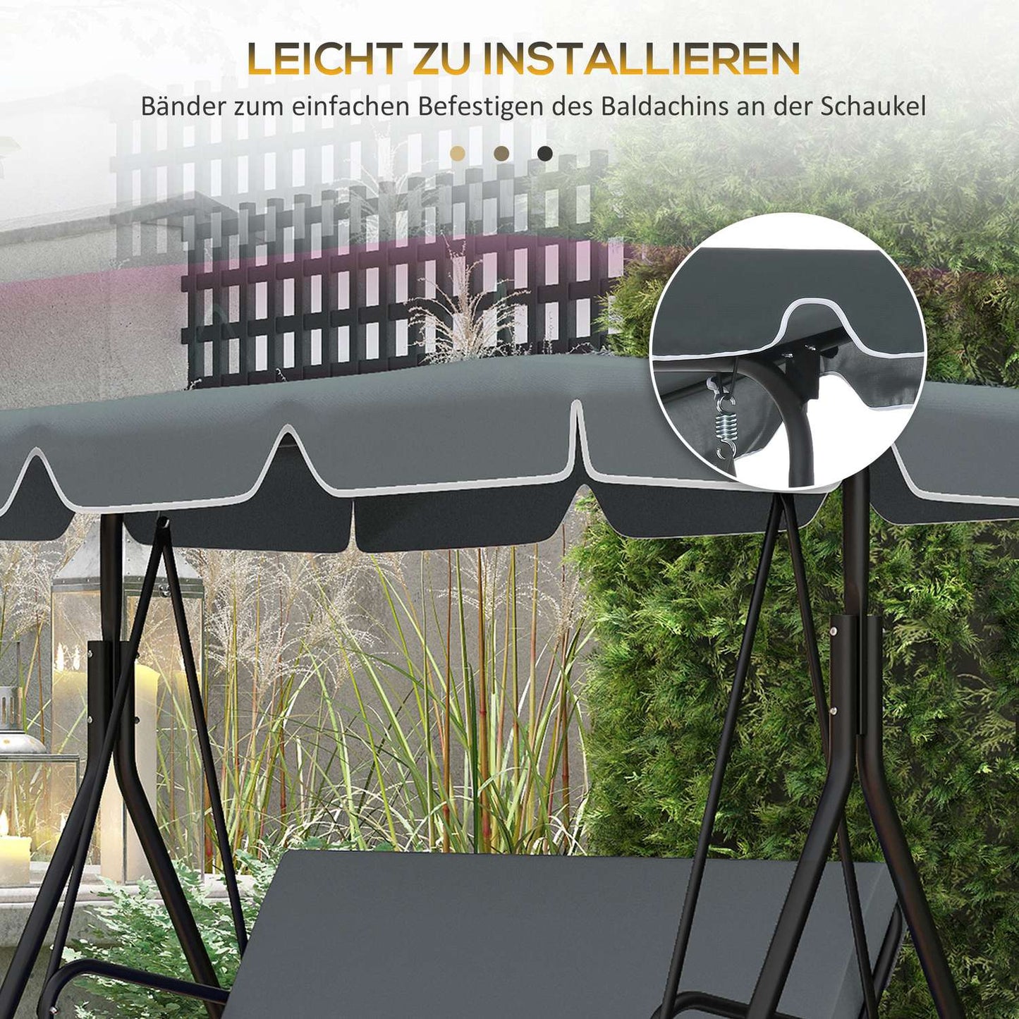 Replacement canopy for 2-seat swing, UV protected, dark grey