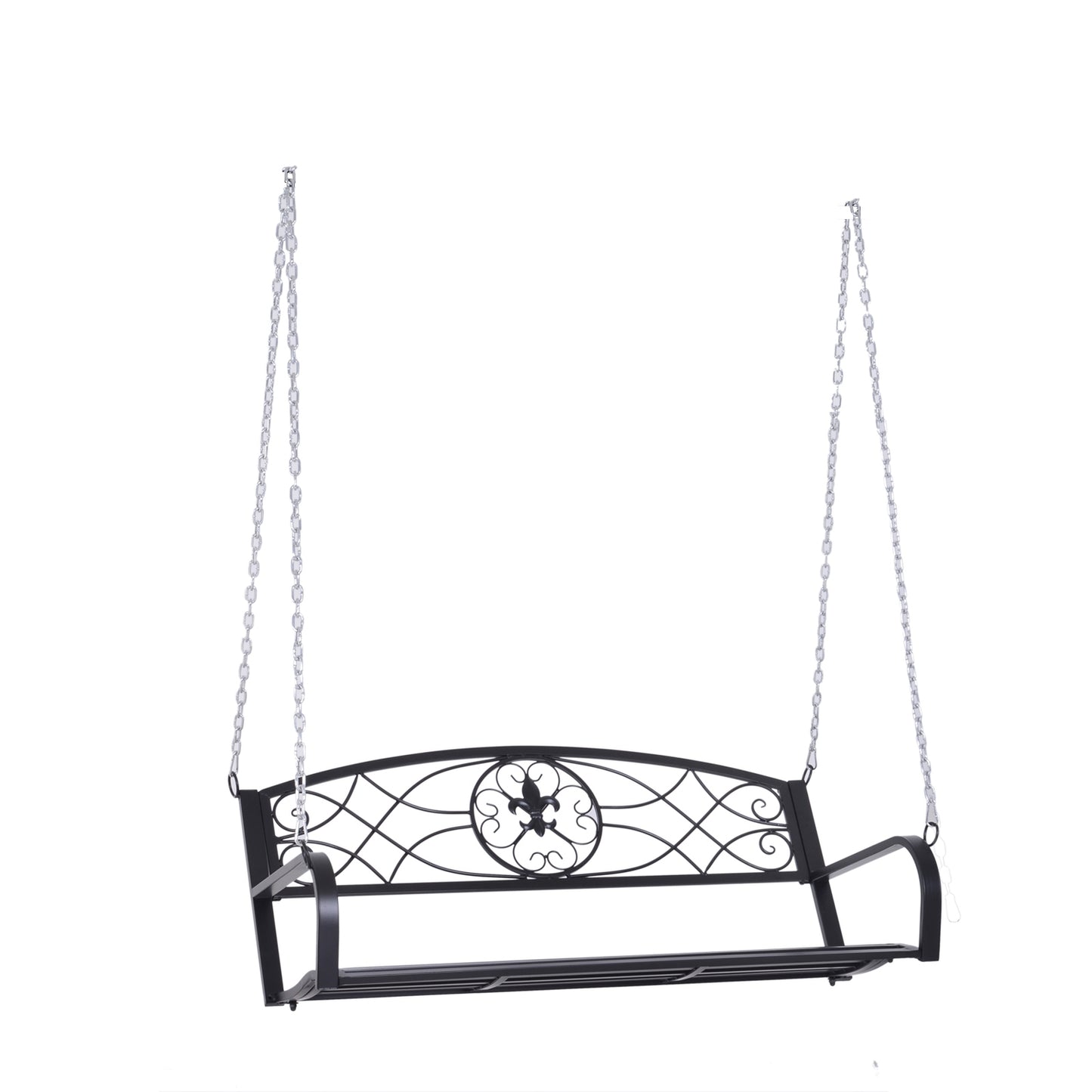 Weather Resistant 2 Seater Garden Swing With Chains - Black