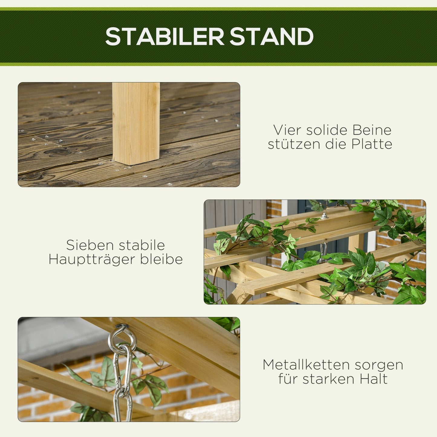 2-seat weatherproof wooden garden swing with pergola