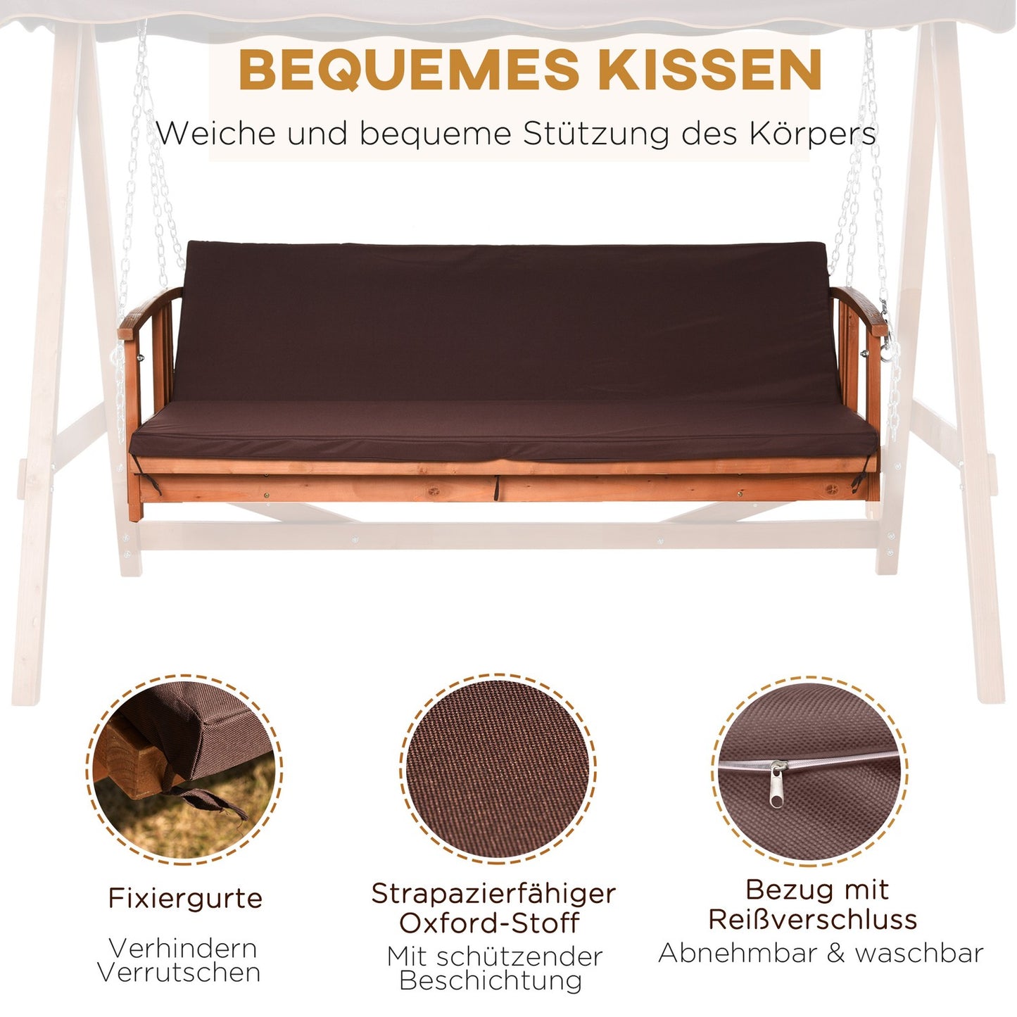 Garden swing bench with canopy, reclining spruce, 3-person