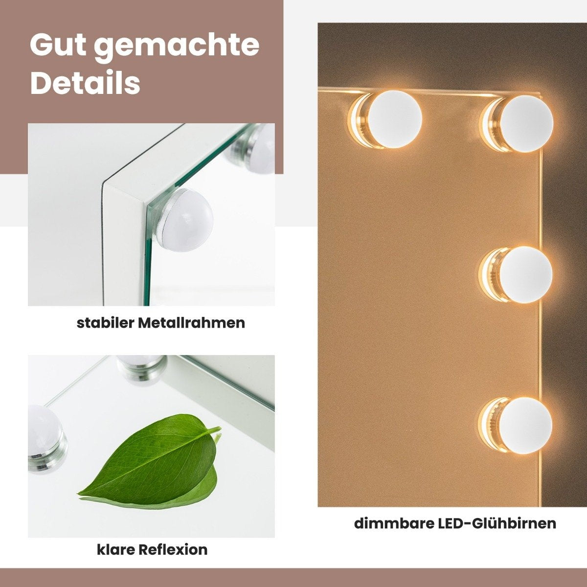Hollywood Vanity Mirror with 14 Dimmable LED Lights, 3 Color Modes